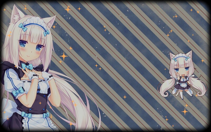 Cat-eared Girl in Maid Outfit — Blue, Dreamy