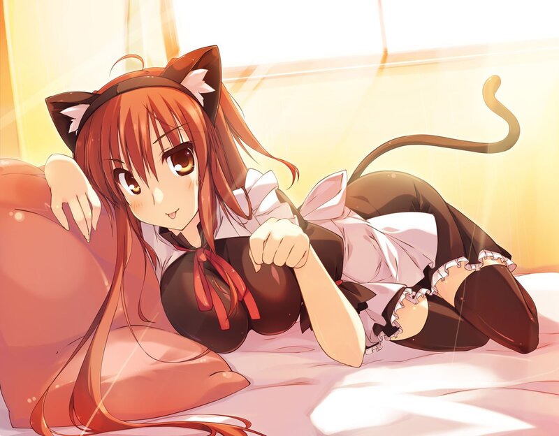 Cat-eared Girl in Maid Outfit — Brown, Calm