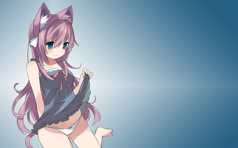 cat-eared girl in nightwear