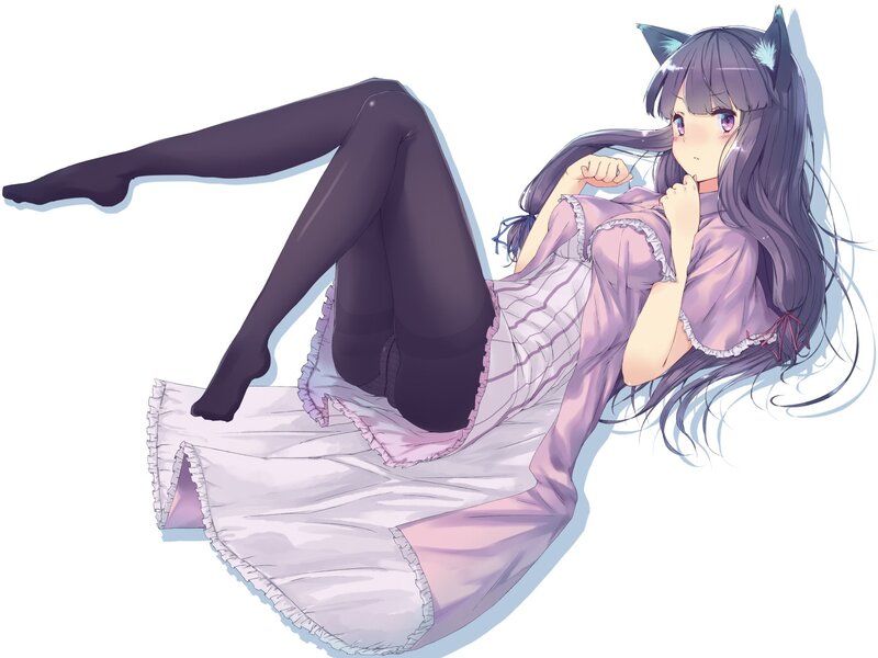 cat-eared girl in pajamas