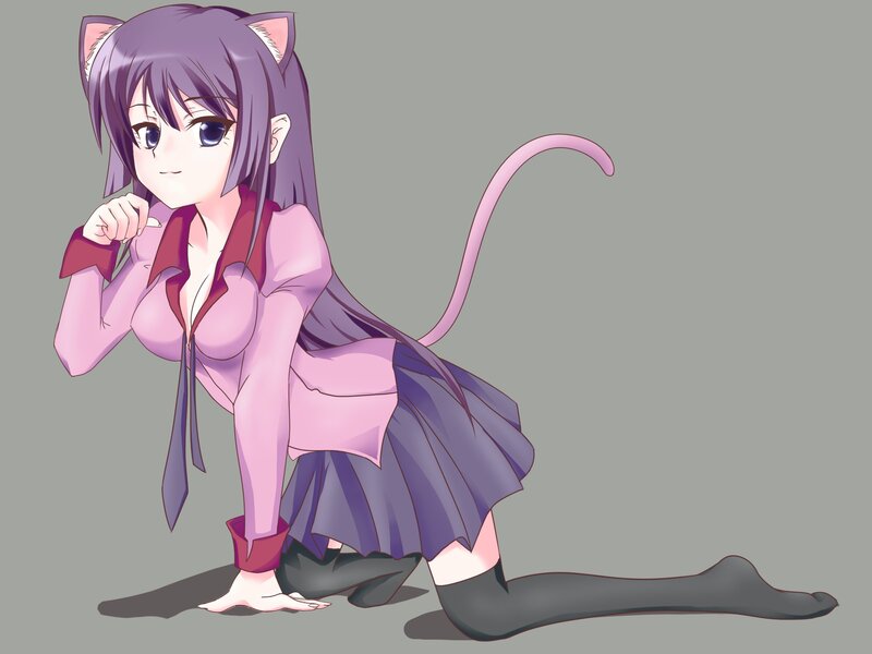 cat-eared girl in school uniform