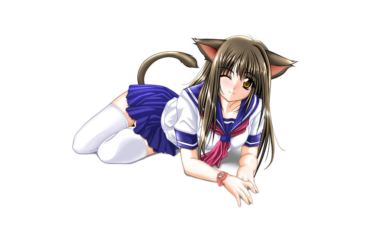 cat-eared girl in school uniform