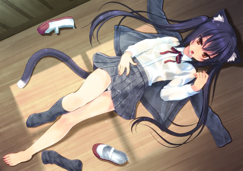 cat-eared girl in school uniform