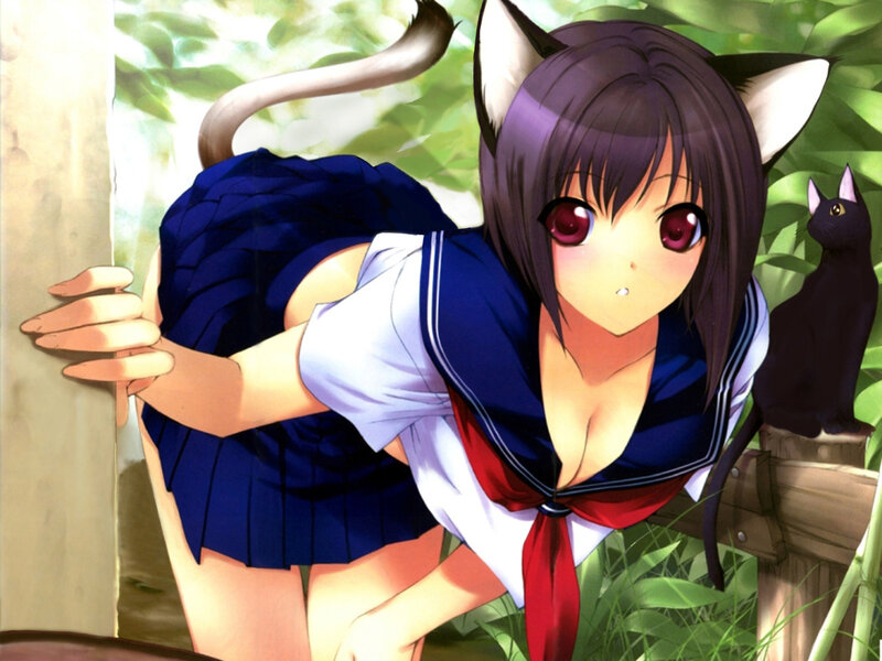 cat-eared girl in school uniform