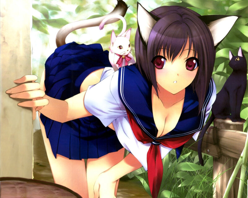 cat-eared girl in school uniform
