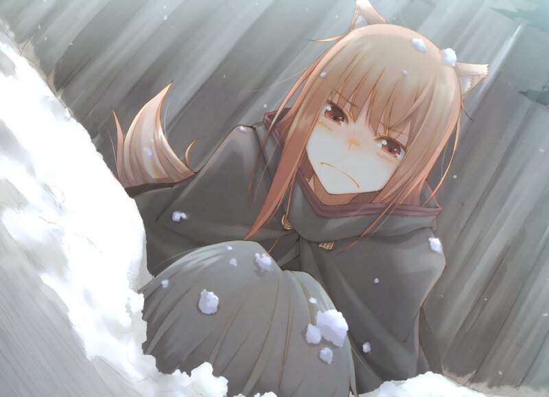 Cat-eared Girl in Snow — White