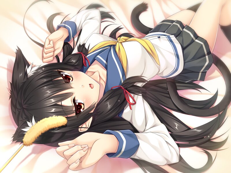 Cat-eared Girl in Uniform — White