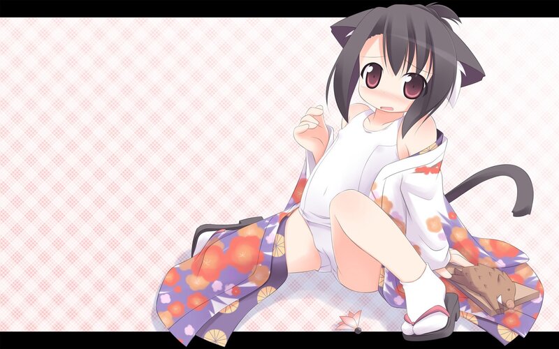 cat-eared girl in yukata