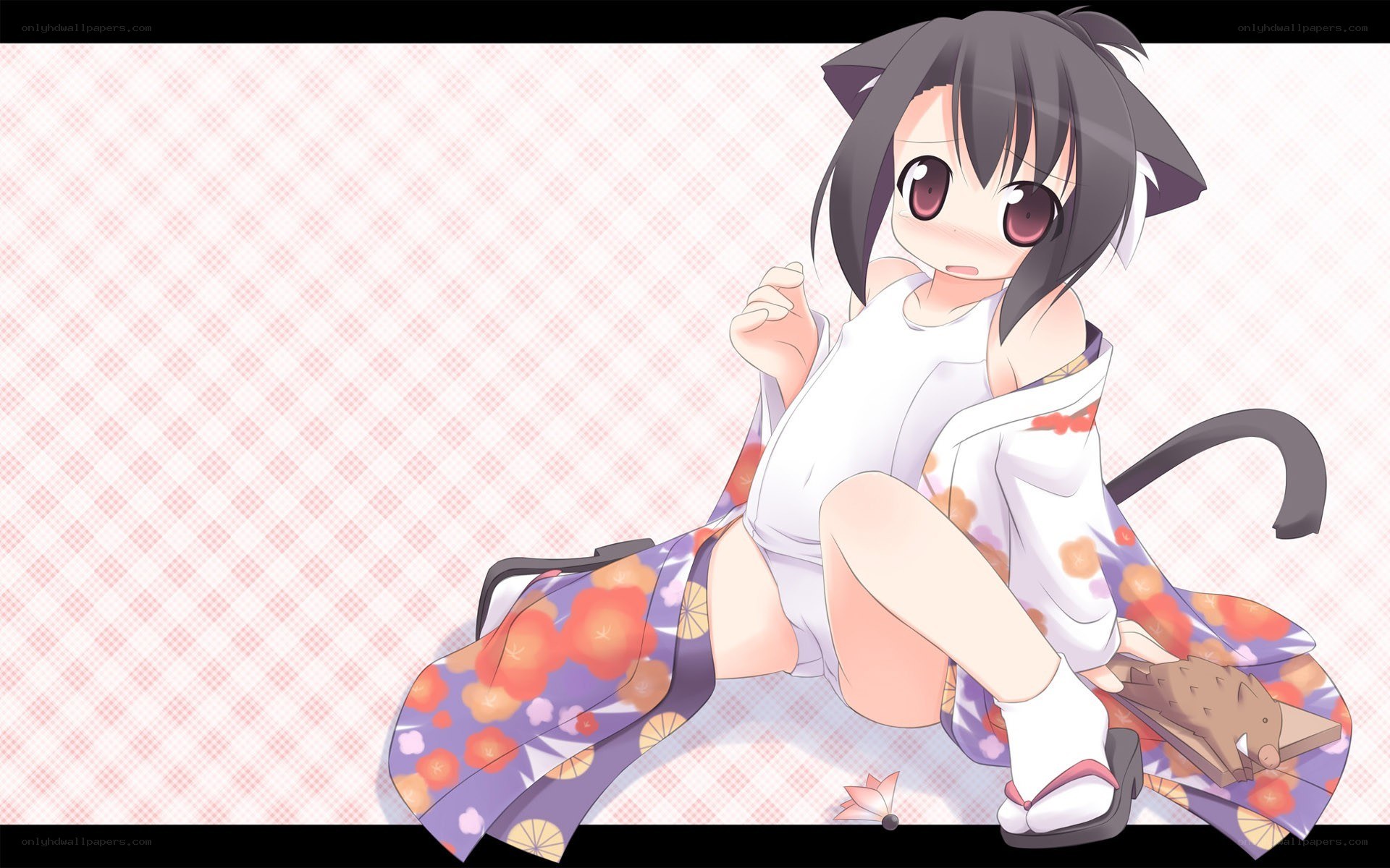 cat-eared girl in yukata