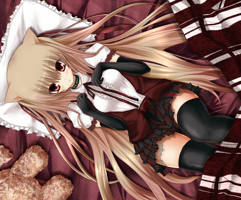 Cat-eared Girl Lying Down — Brown