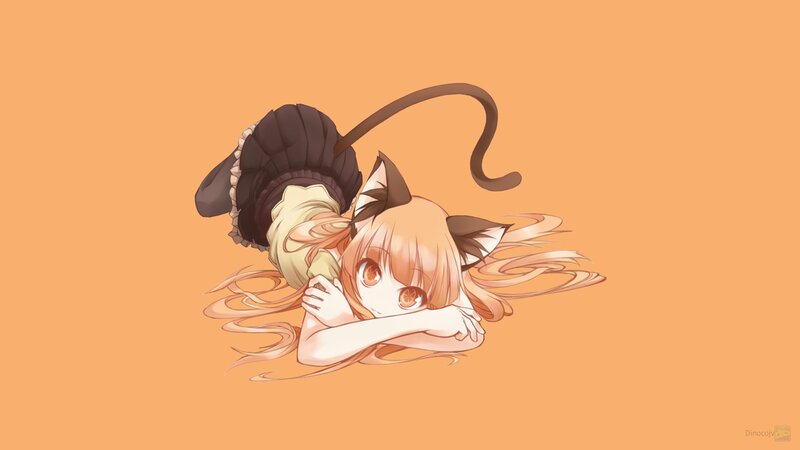 Cat-eared Girl Lying Down — Orange, Calm