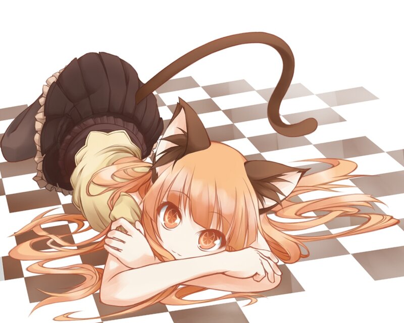 Cat-eared Girl Lying Down — Orange