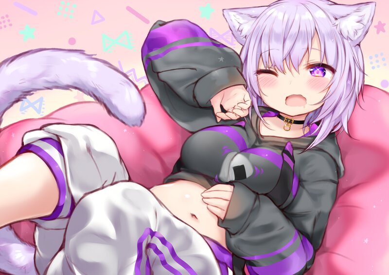Cat-eared Girl Lying Down — Pink