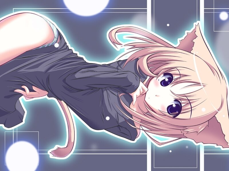 Cat-eared Girl Lying Down — Purple