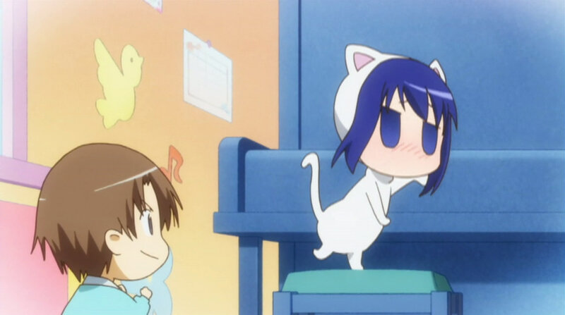 cat-eared girl on a bed