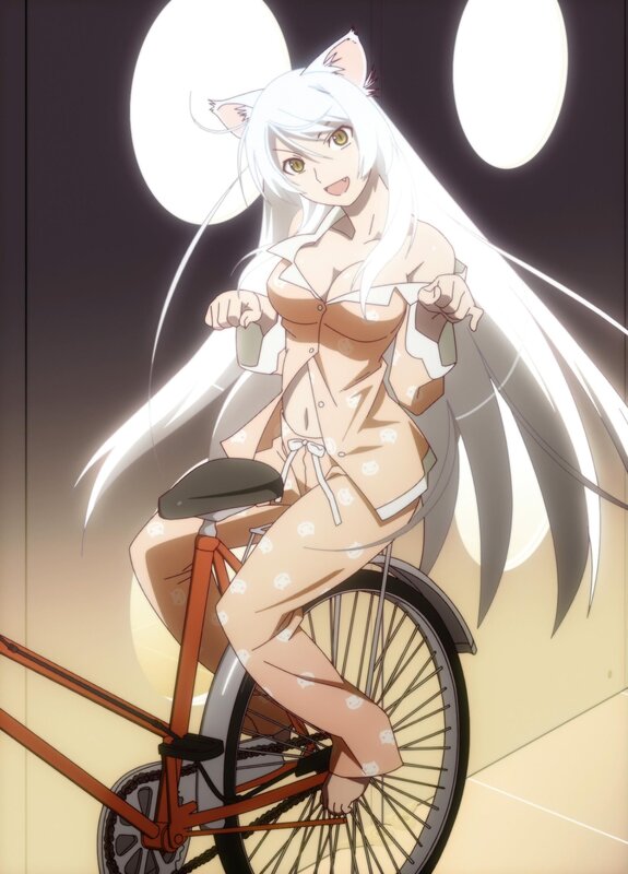 cat-eared girl on bicycle