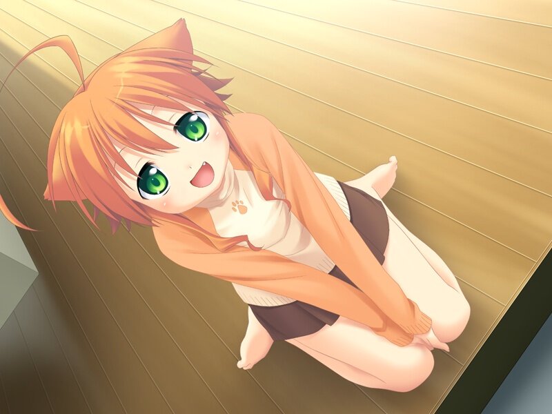 cat-eared girl on floor