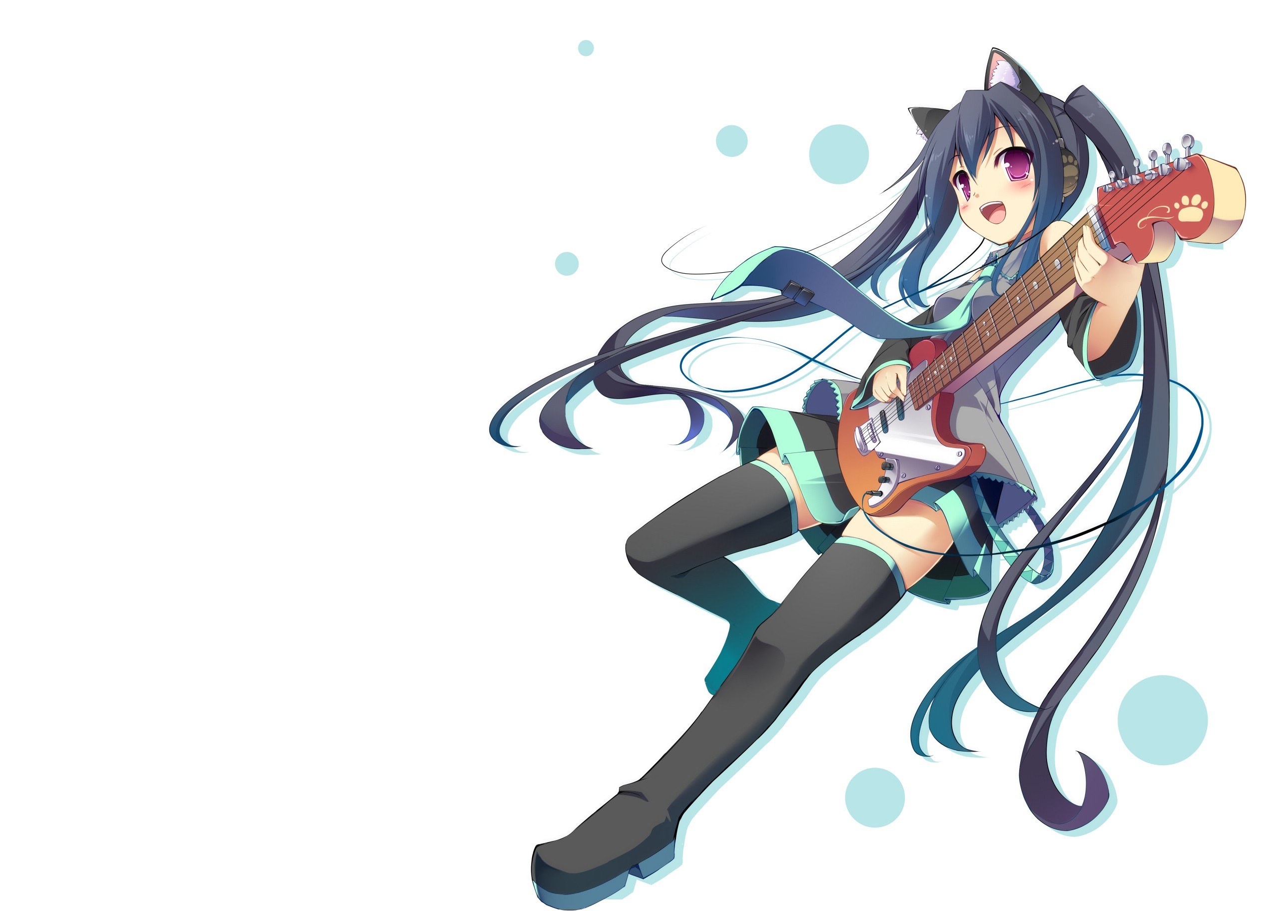 cat-eared girl playing guitar