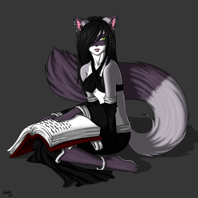 cat-eared girl reading book