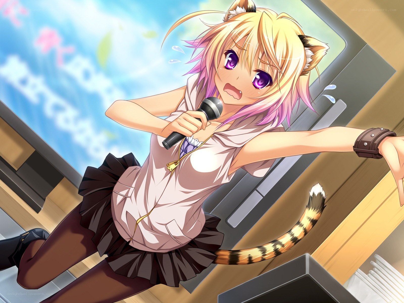 cat-eared girl singing