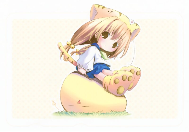 cat-eared girl sitting on a ball