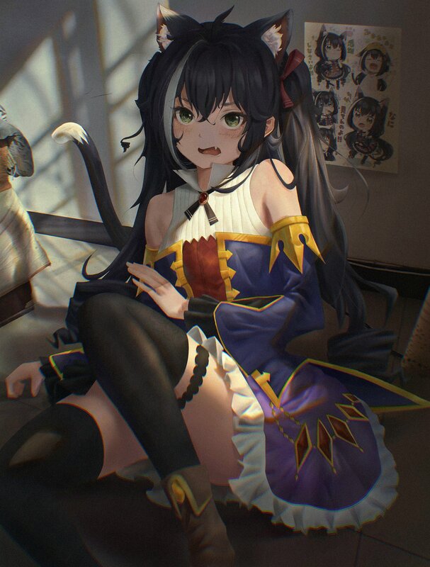 Cat-eared Girl Sitting — Purple