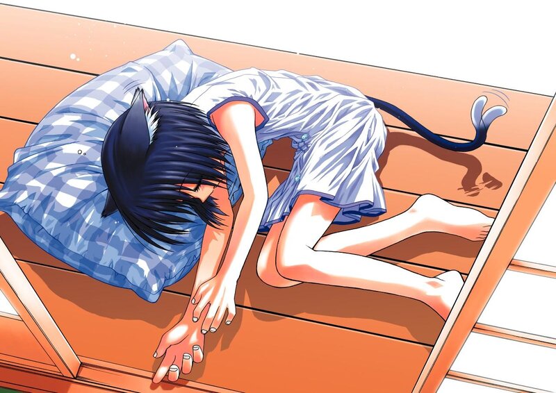 Cat-eared Girl Sleeping — Blue