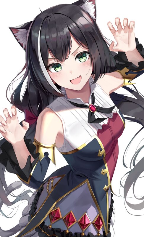 Cat-eared Girl Waving — Black