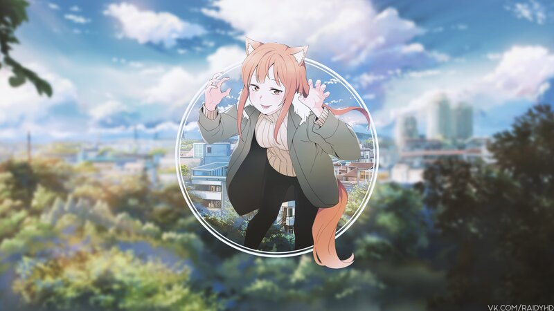 Cat-eared Girl Waving