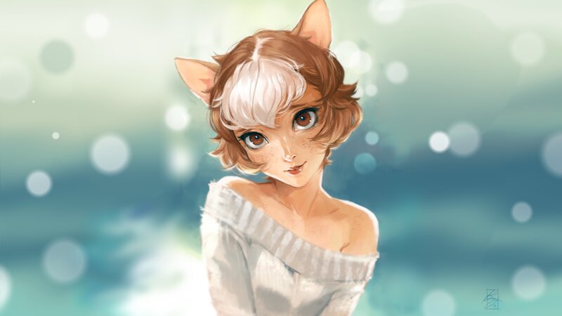 Cat-eared Girl — White