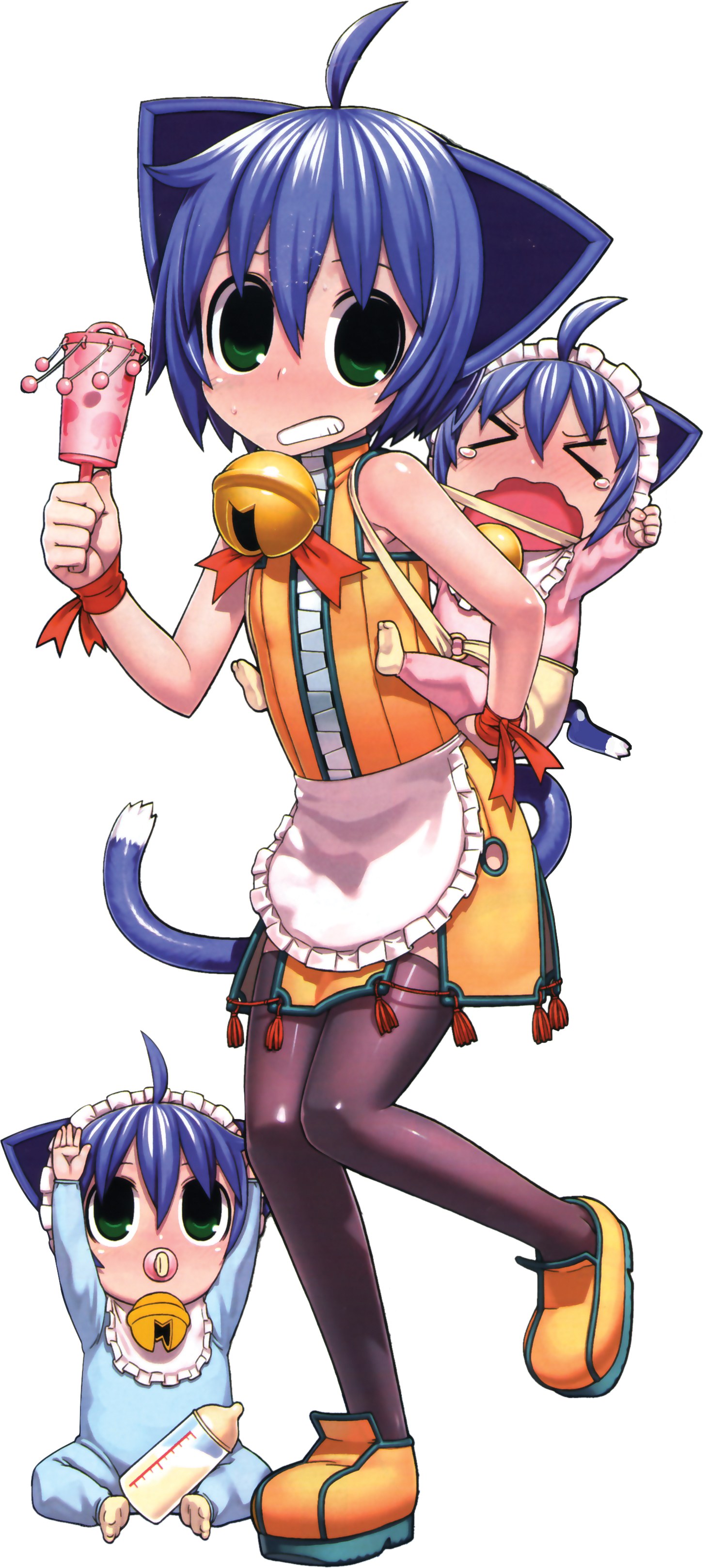 Cat-eared girl with babies