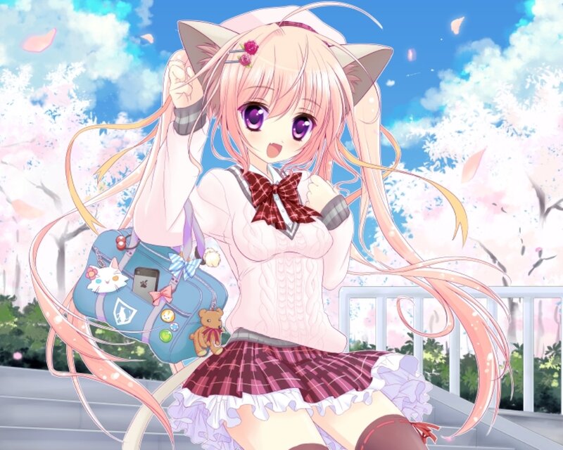Cat-eared Girl with Bag — Pink
