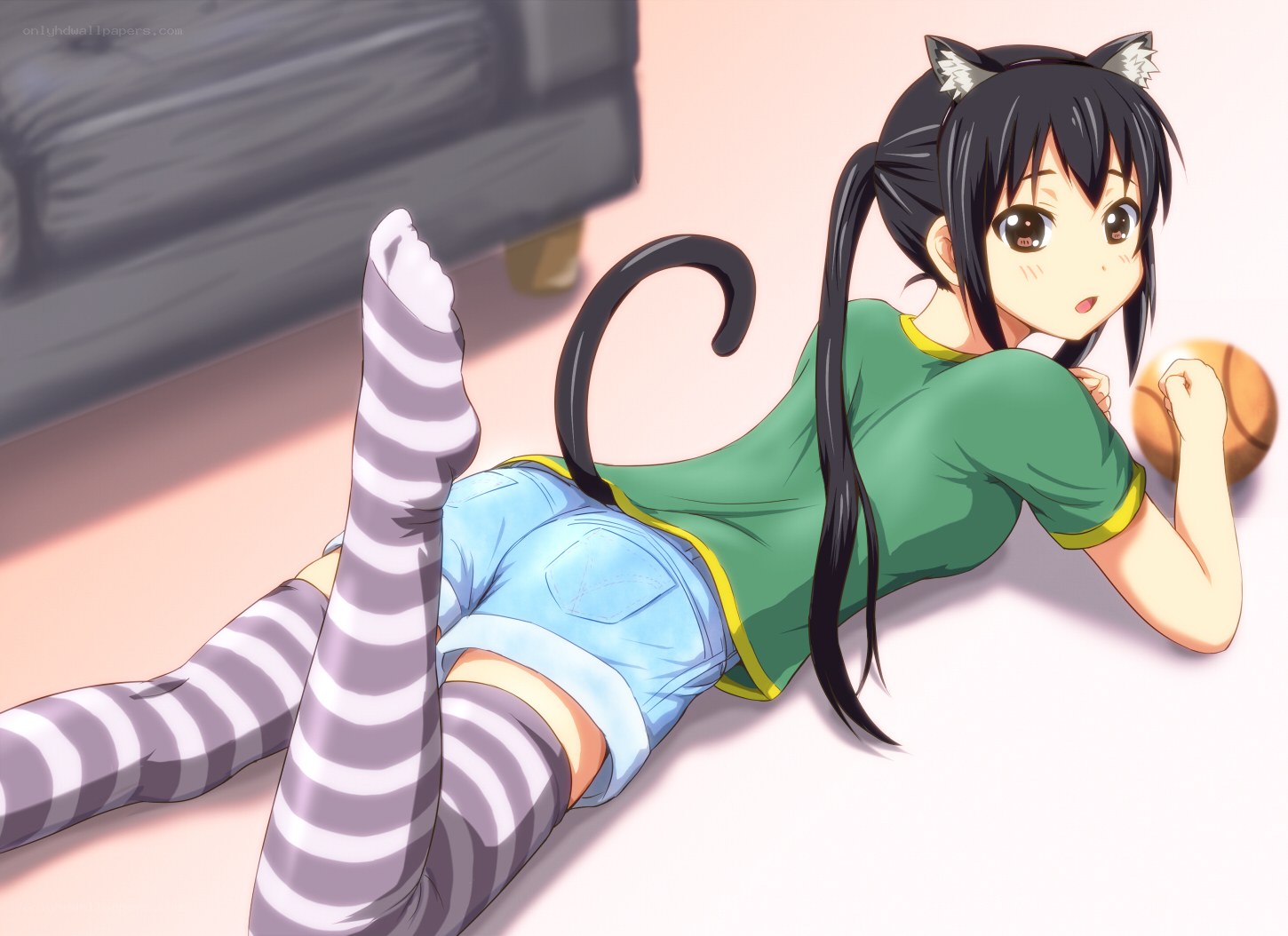 cat-eared girl with basketball