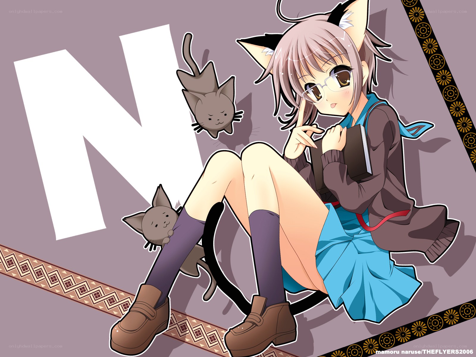 cat-eared girl with books