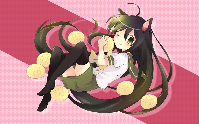cat-eared girl with buns