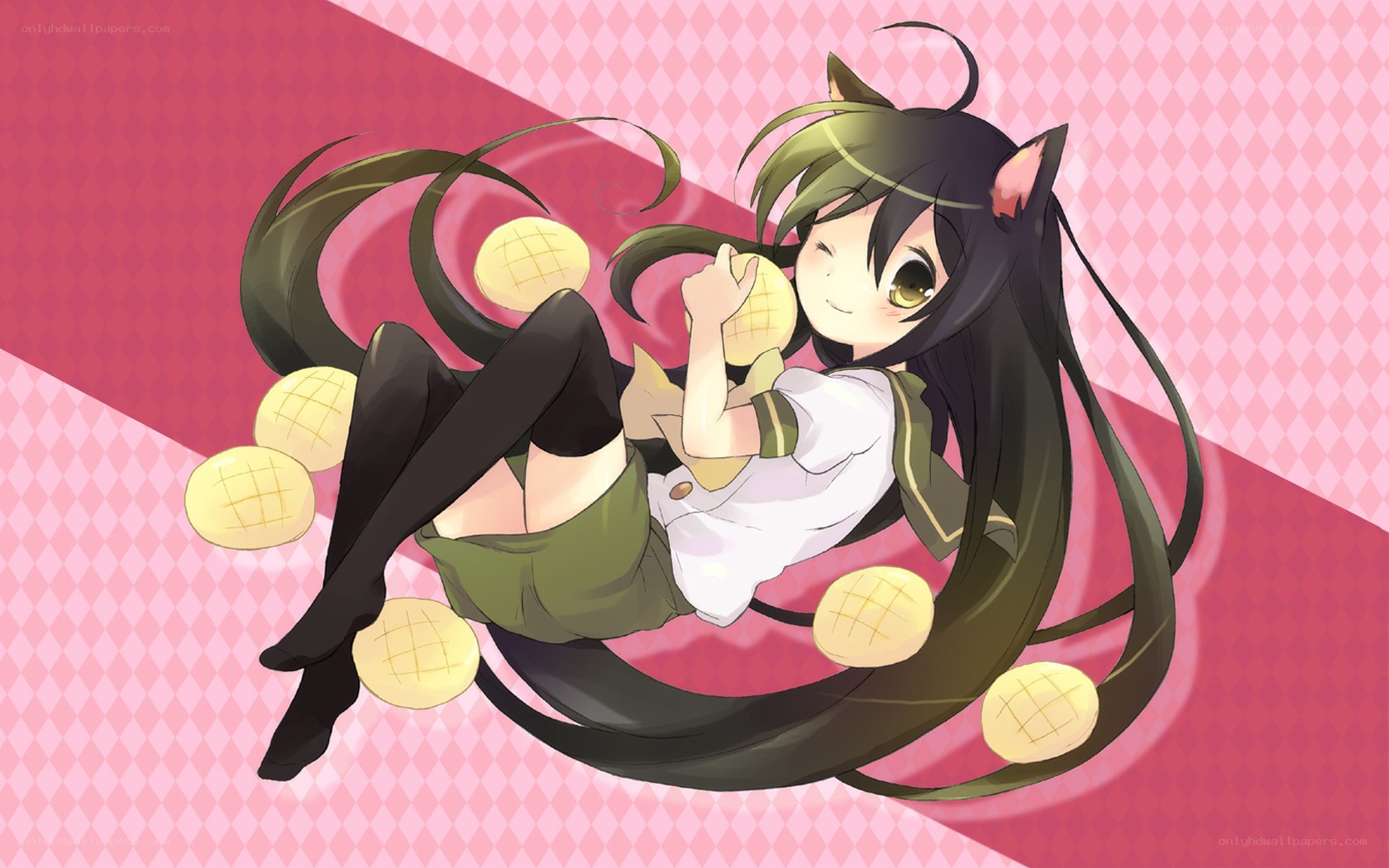 cat-eared girl with buns