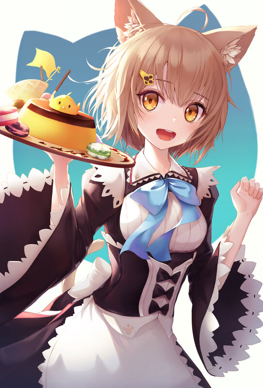 Cat-eared Girl with Cake
