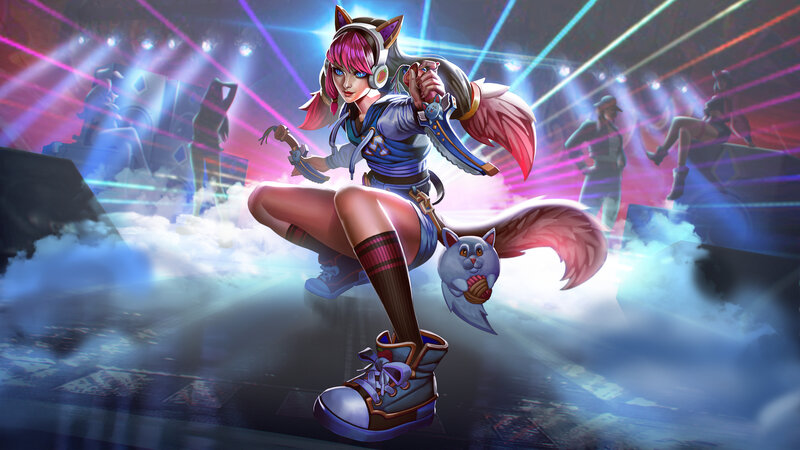 Cat-eared Girl with Cat — Blue, Energetic