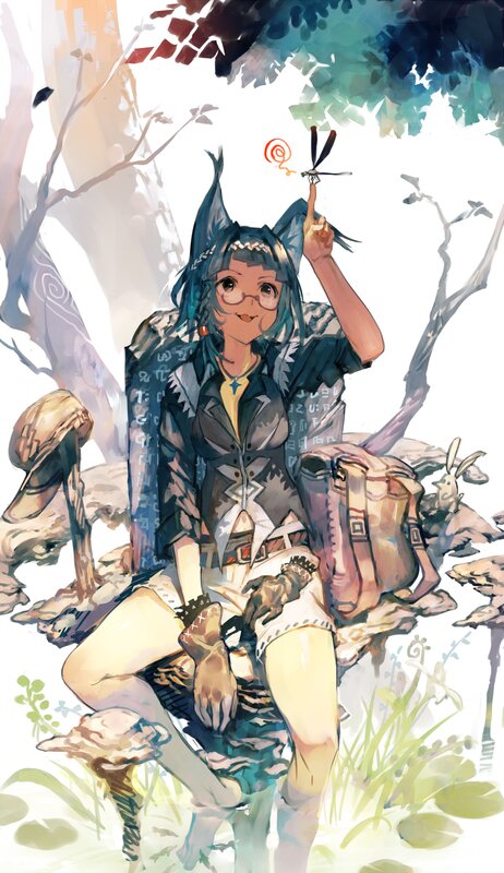 Cat-eared Girl with Dragonfly
