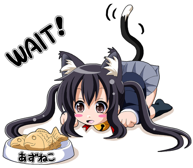 Cat-eared Girl with Fish — Black