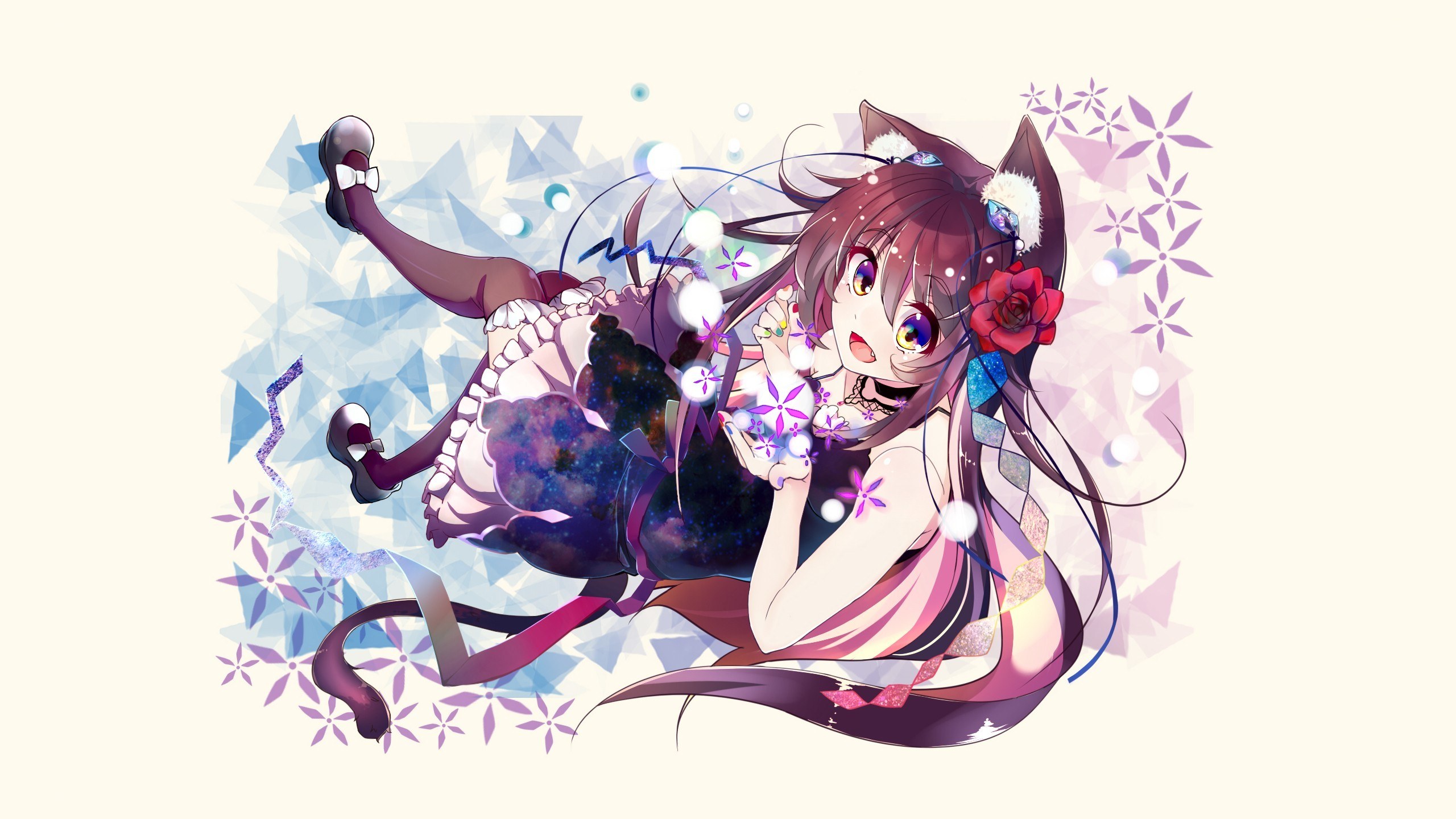 cat-eared girl with flowers
