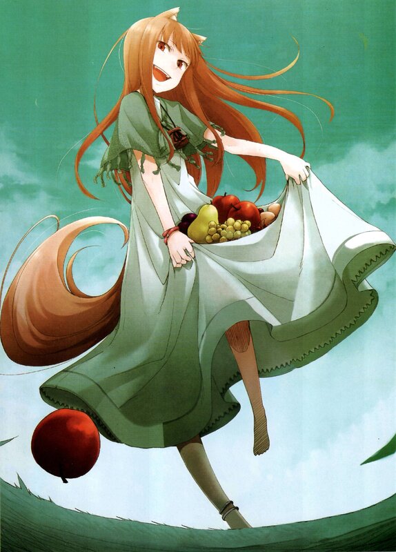 cat-eared girl with fruit basket