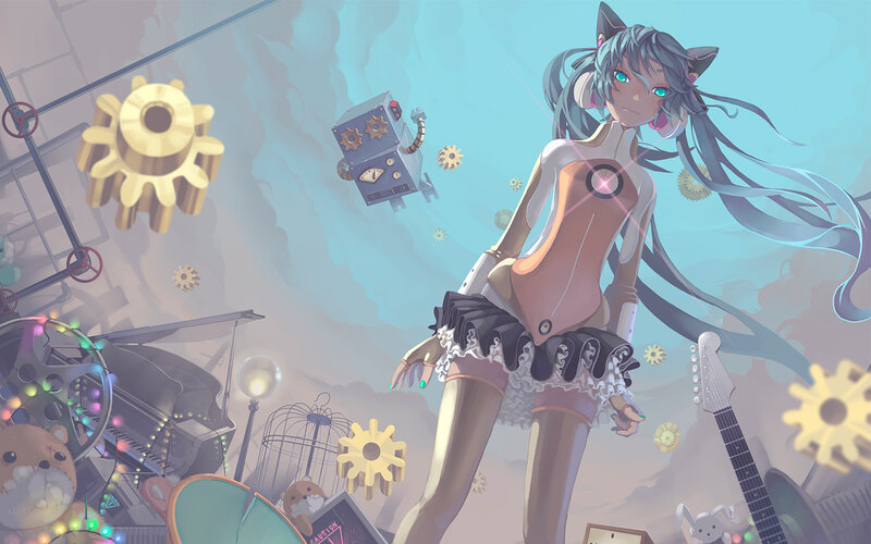 Cat-eared Girl with Gears