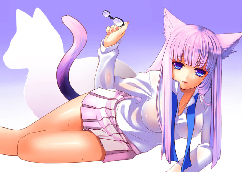 Cat-eared Girl with Glasses — Purple