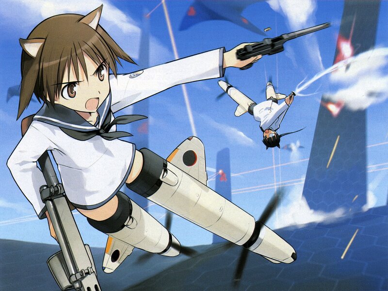 Cat-eared Girl with Gun — Blue