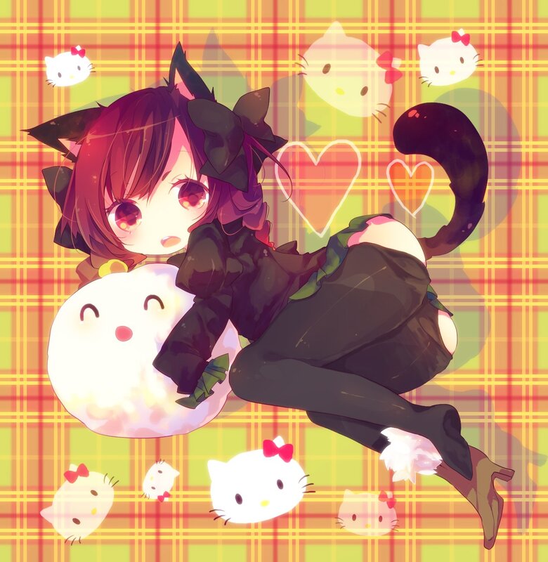 cat-eared girl with Hello Kitty