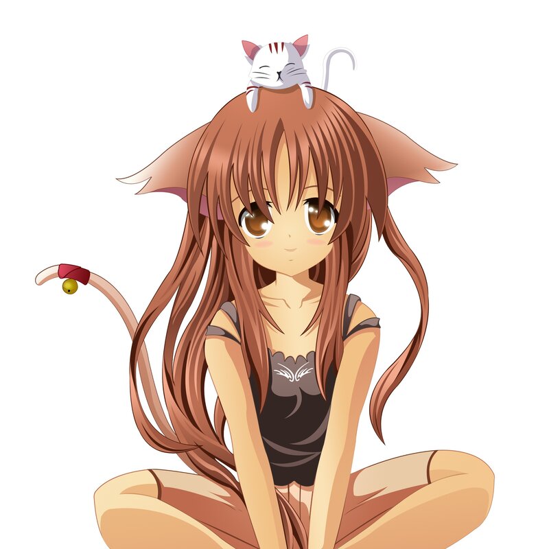 cat-eared girl with kitten