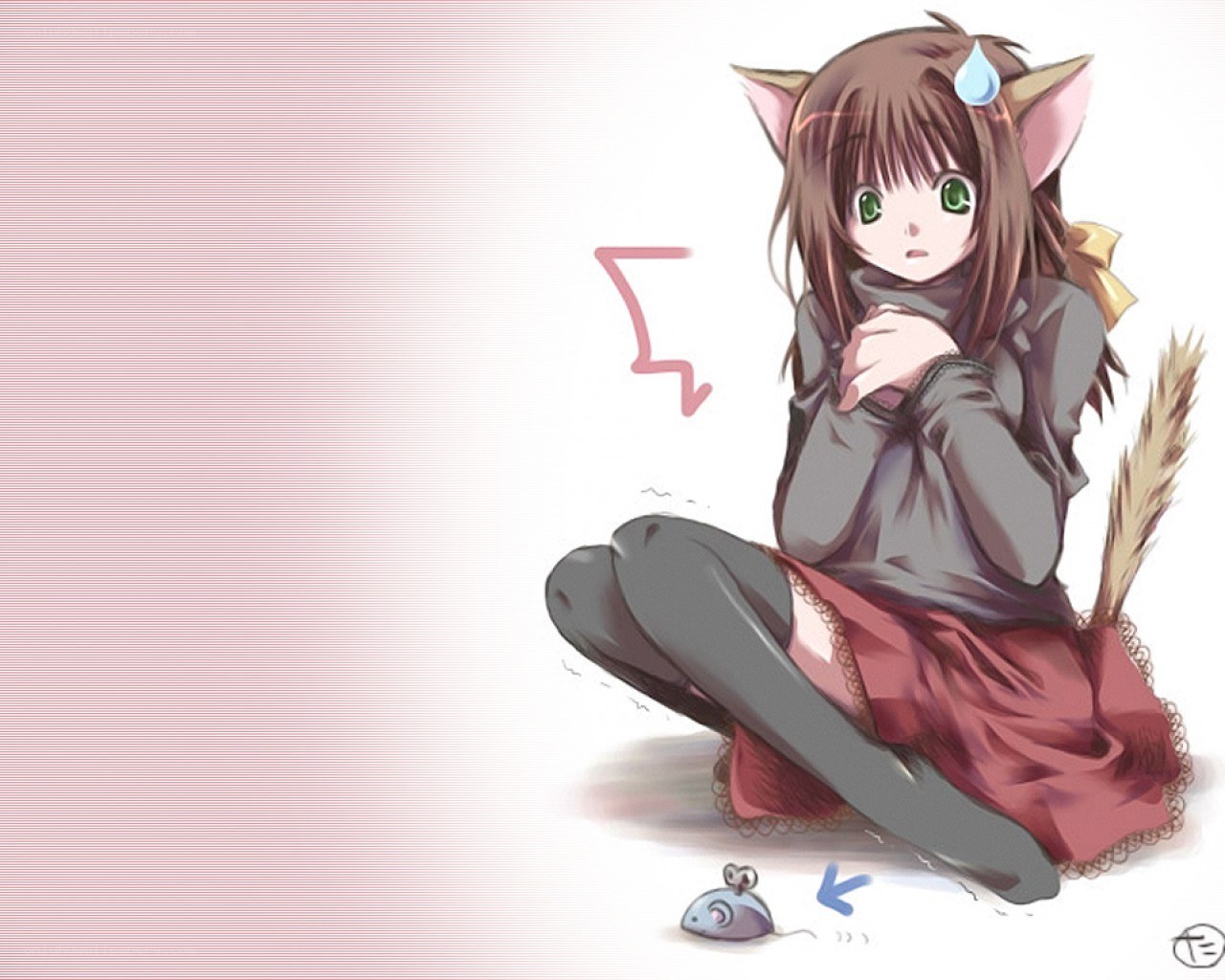 cat-eared girl with mouse