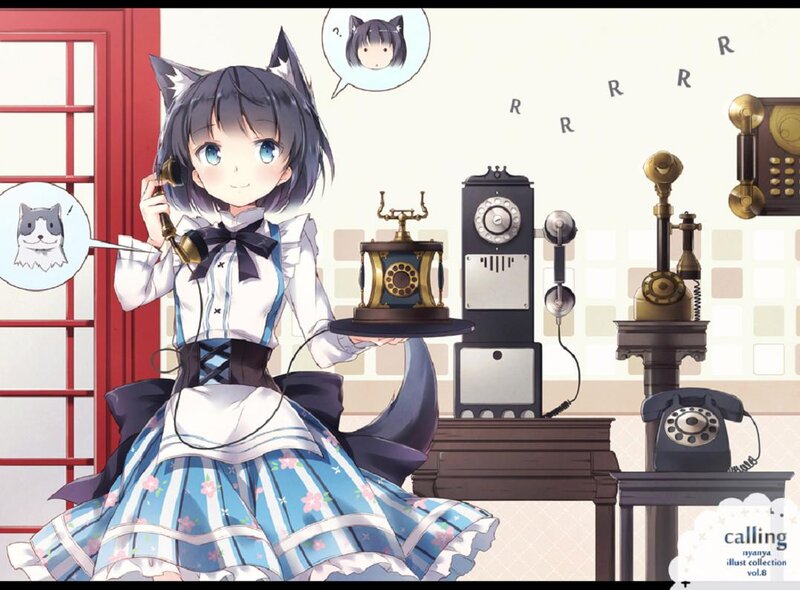 Cat-eared Girl with Phone
