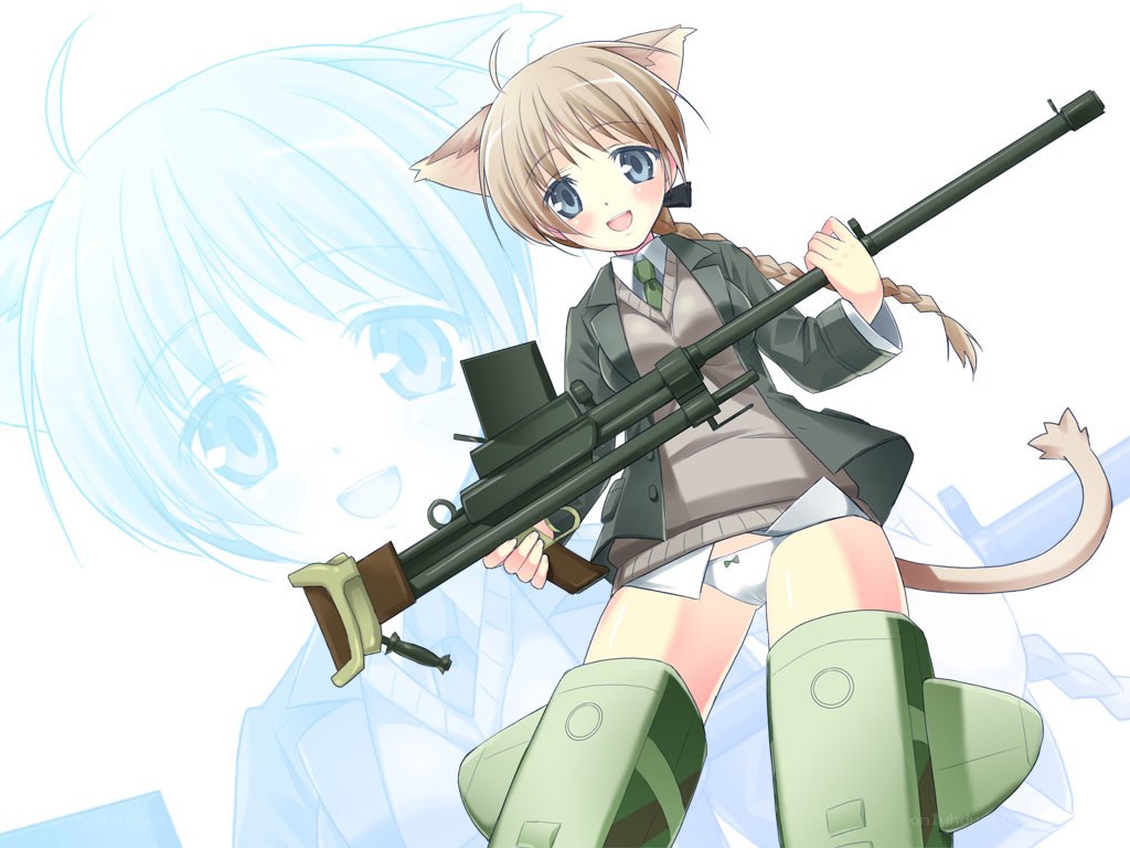 cat-eared girl with rifle